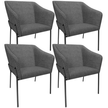 Imagem de Kit 4 Cadeiras Para Sala De Jantar Estar Living Olívia L02 Linho Cinza Escuro - Lyam Decor
