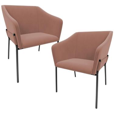 Imagem de Kit 2 Cadeiras Para Sala De Jantar Estar Living Olívia L02 Suede Rosê - Lyam Decor