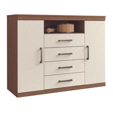 Imagem de Comôda 4 Gavetas 2 Portas Londres Jatobá Areia