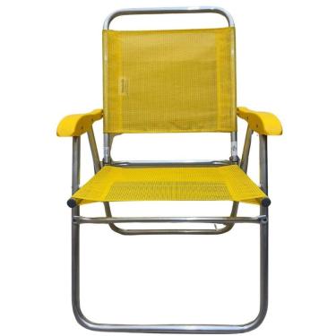 Imagem de Cadeira De Praia Alta Sanete Encosto Alto Aluminio Ronchetti Amarelo