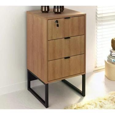 Imagem de Gaveteiro Com Chave 0Pes Tubular Me4158 Amendoa Preto Amendo