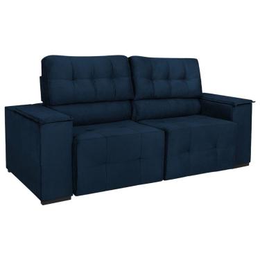 Imagem de Sofá Cama Retrátil Sala Vicenza 175cm Suede Azul Marinho