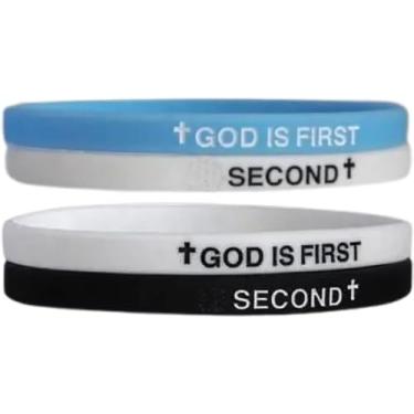 Imagem de GOD IS FIRST BRACELET, GOD IS FIRST IM SECOND Pulseiras, Versículos da Bíblia Inspiradora Pulseira de Borracha Religiosa Cristã Presente Exclusivo para Buscar Incentivo Diário, One Size, Borracha, Sem