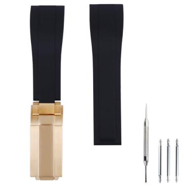 Imagem de Czjiaqh Pulseira masculina de borracha de 20 mm compatível com Rolex Daytona, preta, verde, fantasma de água, esportes ao ar livre, pulseira de relógio de silicone, acessórios para mulheres, Fivela de