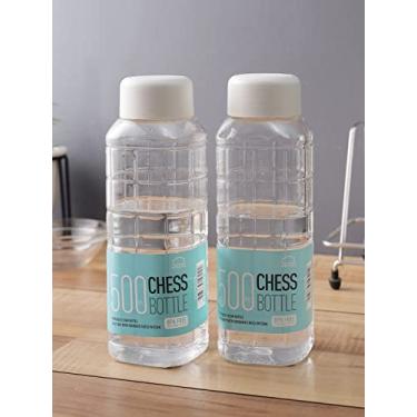 Imagem de Garrafa de água de plástico de xadrez Lock & Lock, tampa branca, 500 ml (conjunto de 2), conjunto de garrafas de geladeira, garrafas de água para escola, faculdade, casa, academia, viagens | Livre de