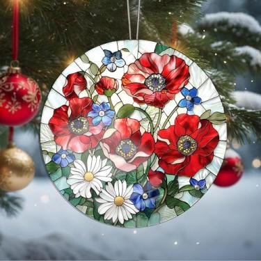 Imagem de Enfeites de Natal, flores de cristal, enfeites de árvore de Natal feitos à mão, decoração de carro e casa - presentes de Natal, decoração de artesanato em acrílico, ideias de troca de presentes para