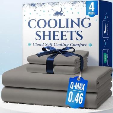 Imagem de SLEEPHORIA Jogo de cama casal com lençóis refrescantes – Roupa de cama com regulação de temperatura para pessoas com sono quente – Lençóis de cama com bolso profundo para suores noturnos e conforto