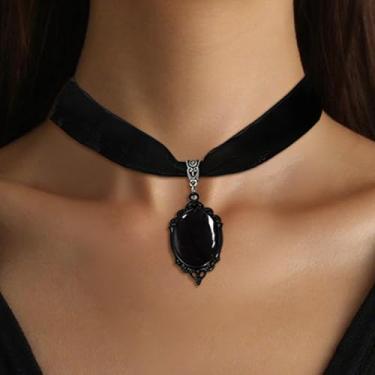 Imagem de Gargantilha gótica feminina de veludo preto, joias de Halloween, acessórios góticos, One Size, Aço inoxidável, Sem Pedra Preciosa