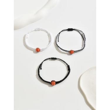 Imagem de Pulseiras de basquete da amizade para homens e mulheres, pulseiras de corda de tecido ajustável, joias combinando, estilo esportivo, presente para amantes de basquete