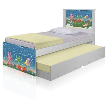 Imagem de Bicama Juvenil Adesivada Fundo Do Mar Com Colchões
