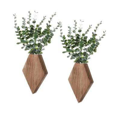 Imagem de QRZLP 2 plantadores de parede de madeira, decoração de parede de fazenda, vasos de madeira para flores secas e plantas artificiais, vaso suspenso de madeira para sala de estar, quarto, banheiro