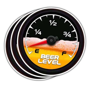 Imagem de 3 adesivos engraçados de cerveja adesivos de vinil com calibre de nível de cerveja, adesivos hilários de humor de beber cortados à prova d'água para laptop, garrafa de água, refrigerador, geladeira de