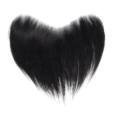 Imagem de Toupee preta natural para homens, cabelo humano real, peruca, 6 cm, estilo franja reta