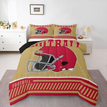 Imagem de Erosebridal Conjunto de edredom de futebol para crianças, meninos e meninas, para fãs de futebol, edredom reversível de futebol americano, 3 peças, quente (São Francisco), casal