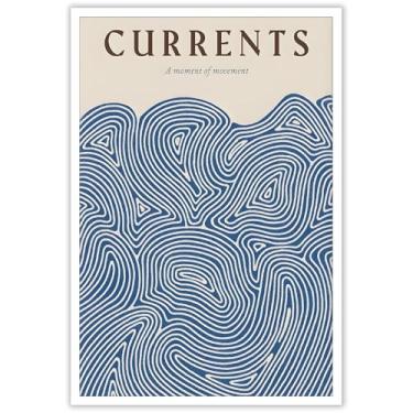 Imagem de Arte de parede Boho Surf na moda praia pôsteres vintage azul costa do oceano pintura impressões estéticas para sala de estar quarto decoração de parede 30,5 x 40,6 cm sem moldura