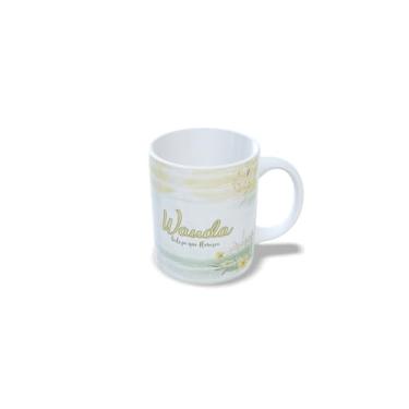 Imagem de Caneca de Cerâmica Branca 325ml com Alfabeto Floral, Nome Personalizado Alice, Letra Inicial com Flores Amarelas (w)
