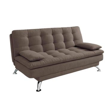 Imagem de Sofá-Cama Casal 3 Lugares Premium Linho Marrom