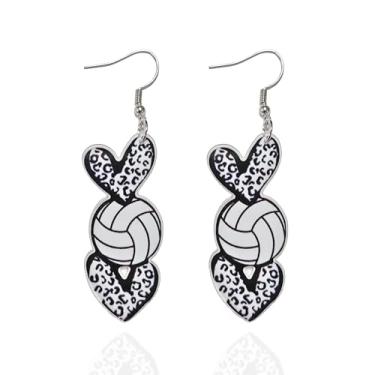 Imagem de Brincos de gota com pingente de bola esportiva, amor, coração, capacete, laço, tênis, beisebol, basquete, vôlei, futebol, futebol, brincos pendurados para mulheres, joias esportivas, presentes, Medium