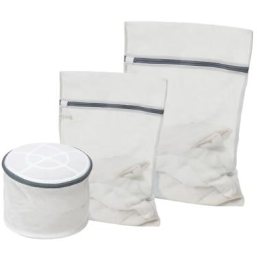 Imagem de Kit 3 Sacos Para Lavar Roupas Intimas Delicadas Sutiã Protege Lavagem Na Maquina Vários Tamanhos (Kit 3 G M P)