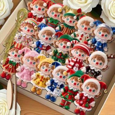 Imagem de (12 peças) Ornamento para pendurar bonecas da sorte de Natal, estampa de madeira 2D, presente de Ação de Graças, Natal e Ano Novo, adequado para casa, lareira, escritório, sala de aula, pátio e