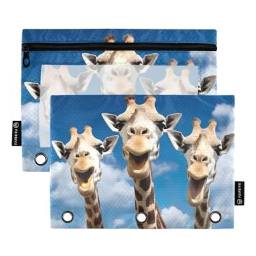 Imagem de Wassud Três girafas pacote com 2 pastas para fichário com 3 furos, pasta organizadora de arquivos para casa, escritório