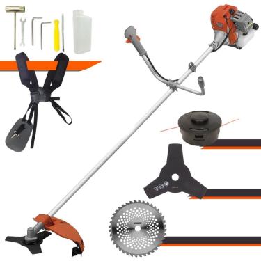 Imagem de Roçadeira À Gasolina Tekna RL520ACG2 52cc 2HP de Potência 2 Tempos Alta Rotação Completa Com Carretel Nylon + Faca 3 Pontas + Faca 40 Dentes Vídea