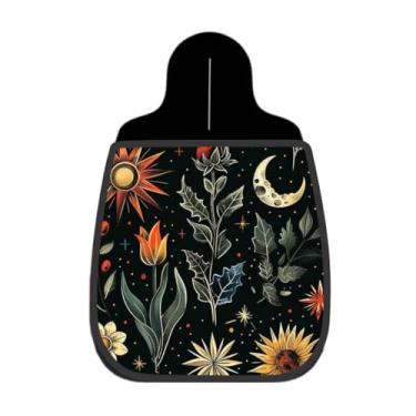 Imagem de Lixeira De Carro Organizador Floral Estrela Lua Sol Fundo Preto