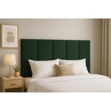 Imagem de Kit 20 Cabeceira em L Adesiva Estofada – 45x20 cm | Para Cama Solteiro, Casal, Queen e King | Tecido Suede, Espuma de Alta Densidade(VERDE ESCURO,15)
