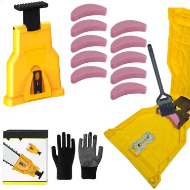 Imagem de NINGHW Kit de afiador de motosserra, apontador de corrente portátil, ferramenta universal de afiador de motosserra, afiador de lâmina de motosserra, afiação rápida e fácil de usar
