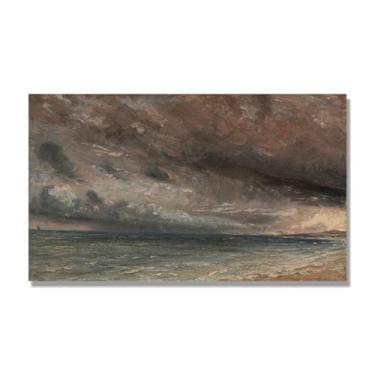 Imagem de NHLDZYH Impressão em tela estilo John Constable, (Stormy Sea Brighton), painel de tela de paisagem romântica, decoração de parede com tema de natureza para quarto ou escritório. 40 x 68 cm. Somente