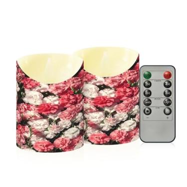 Imagem de Wassud Pacote com 2 lindas velas sem chama com controle remoto, velas realistas cintilantes com temporizador, velas decorativas para Natal, casamento, festa, decoração de casa pequena