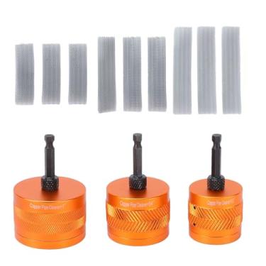 Imagem de Jiawu Conjunto de Limpador de Tubos de Cobre de Metal de 1/2 pol. 3/4 pol. 1 Com Haste Hexagonal de /4 e Escovas, Escova de Limpeza de Tubo para Furadeira Elétrica