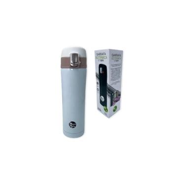 Imagem de Garrafa Isotérmica em Aço Inox, 500ml, Branca, Tampa Antivazamento, Bico Retrátil Flip Top, 23cm x 6.5cm