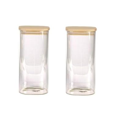 Imagem de Pote Hermético Quadrado para Alimentos 500ml 800ml 1200ml Armazenamento de Grãos Cereais e Biscoitos Recipiente Plástico Multiuso com Vedação de Silicone (2 POTES 1200ML)