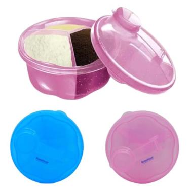 Imagem de Porta Leite em Pó Bebê 3 Divisórias com Dosador - Livre BPA Portátil Viagem, Medidor Mamadeira 150ml Rosa