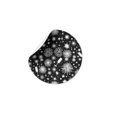 Imagem de Autocolantes Adesivos Redondos 25 Unidades Ano Novo Foguetes e Fogos de Artifício - Tamanho 50x50cm