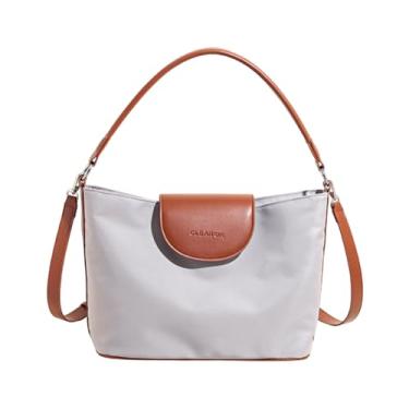 Imagem de CORIOS Bolsa feminina de couro PU elegante bolsa tiracolo moda mensageiro alça superior bolsa média Hobo, Cinza, L