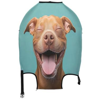 Imagem de Joisal Capas de bagagem para protetor de mala engraçado, estampa de cachorro Pitbull, marrom, flor protetora, manga de bagagem de viagem para mulheres, Estampa engraçada de cachorro Pitbull marrom, S