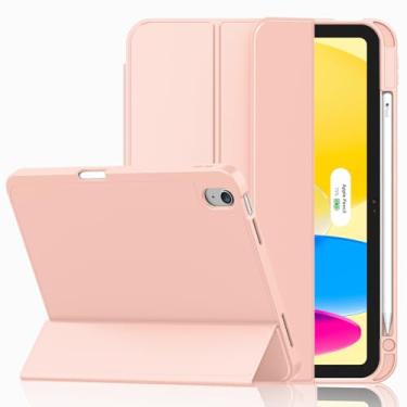 Imagem de iMieet Capa para iPad (A16)/iPad 10ª geração [11 polegadas 2025/10,9 polegadas 2022], capa inteligente com suporte de três dobras com suporte para lápis e parte traseira de TPU macio, suporta Touch ID