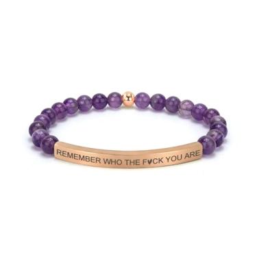 Imagem de cusurlove Pulseira de ametista cristã para mulheres, joias de versículo bíblico banhado a ouro 18K, presente de fé religiosa inspiradora, joia das escrituras para encorajamento e força, Medium