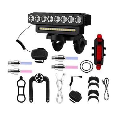 Imagem de UGPLM Lanterna de bicicleta recarregável via USB, leve e compacta, conjunto de luzes para bicicleta, farol para ciclismo noturno, deslocamentos em montanhas, a