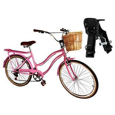 Imagem de Bicicleta Aro 26 Retrô Vintage Cesta Vime Cadeirinha frontal