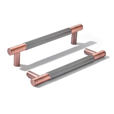 Imagem de khtumeware Pacote com 10 puxadores de alumínio de 128 mm (5 polegadas) puxadores de armário de cobre escovado antigo puxadores de gaveta puxadores de cozinha para armários puxadores de armário