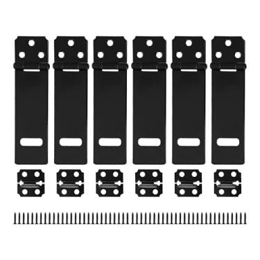 Imagem de bociloy 6 peças Trava de ferrolho de cadeado de 10 cm, parafuso deslizante de porta de ferro preto, ferragens com parafusos para casa, jardim, quintal, cerca de madeira, armário, janela, gaiola para