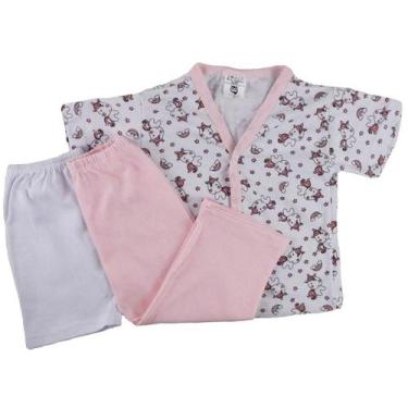 Imagem de Kit C/3 Peças Pijama Verão Conjunto Bebe Criança Manga Curta - Batutin