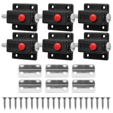 Imagem de SEWACC 6 peças de mola com trava de mola para porta com botão de pressão para portas de armário acessórios de ferragens de móveis preto