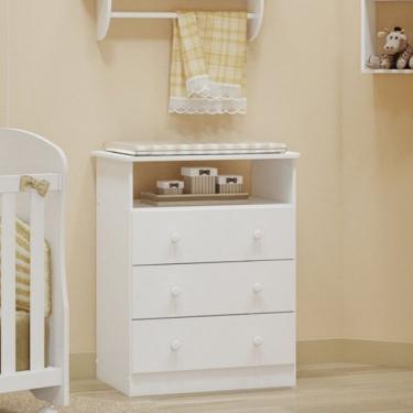 Imagem de Cômoda de Bebê 3 Gavetas Smim Móveis Peroba Branco