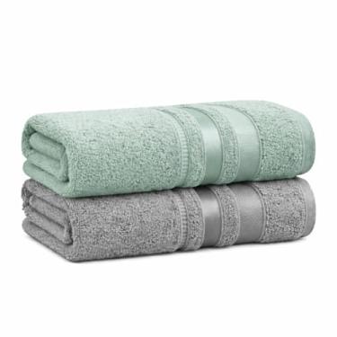 Imagem de Kit C/2 Toalhas De Banho Marselha 100% Algodão Alta Absorção 70cm x 140cm (Minti - Inox)