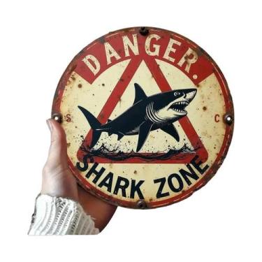 Imagem de Arte De Parede Em Metal Shark Zone Para Sala De Jogos, Presente Único 