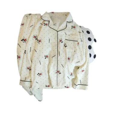 Imagem de Conjunto De Pijama Feminino Fofo Do Mickey Mouse Com Manga Longa Para 